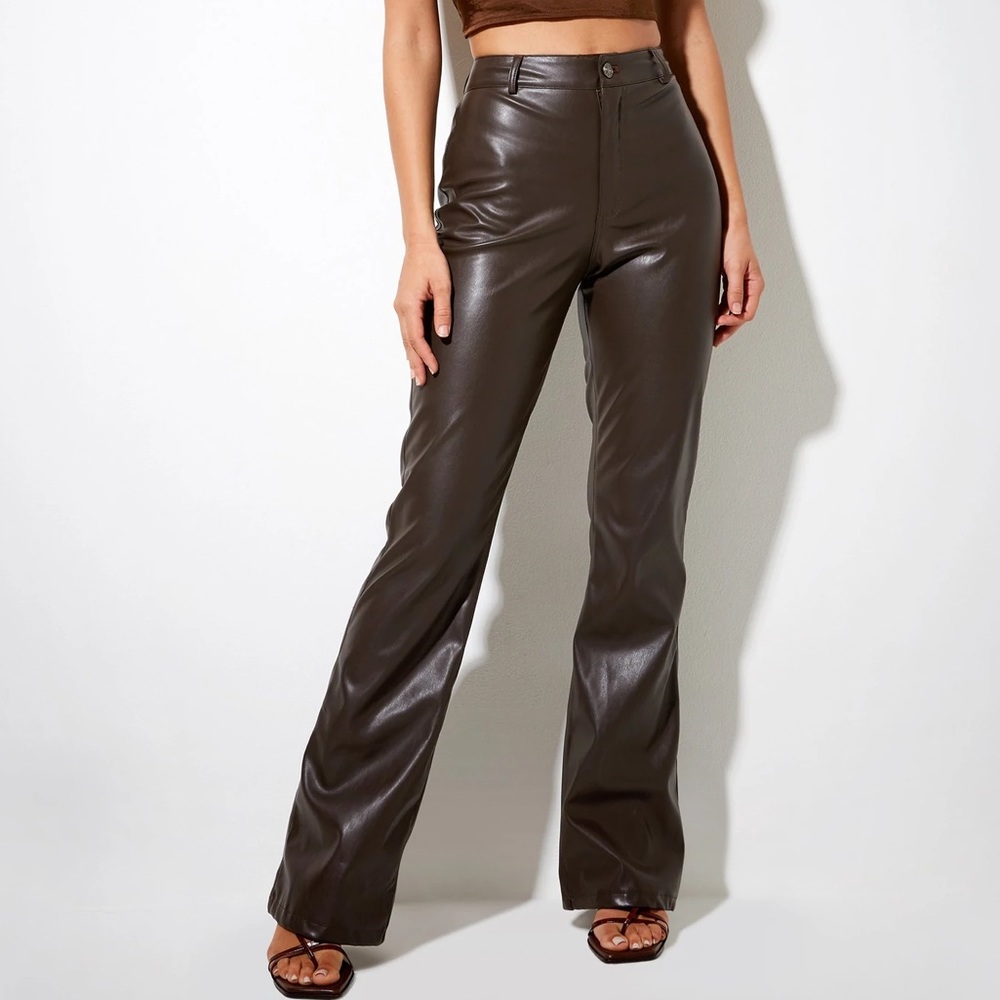motel rocks zoven trouser pu dark chocolate